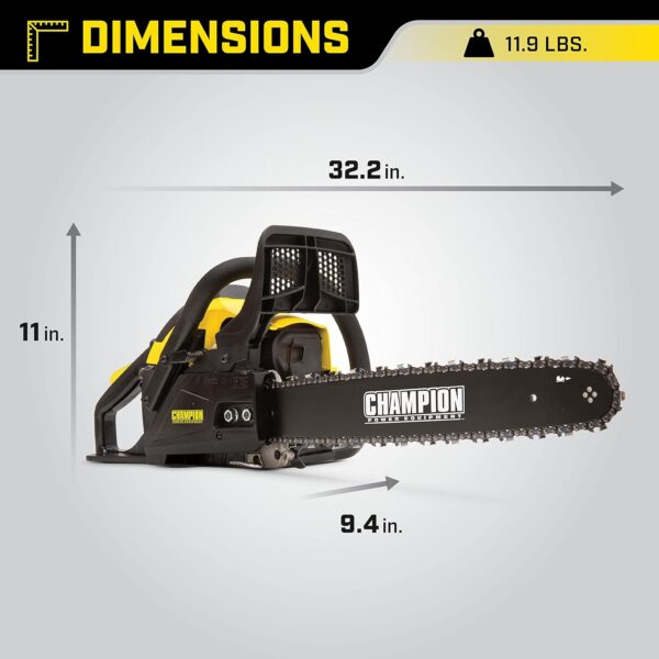 Champion Power Equipment 18-inch 40cc Portable Gas Chainsaw Kit with Carrying Case and Utility Gloves, Black